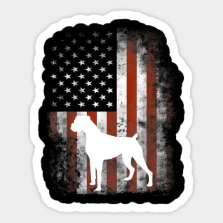 Boxer Dog American Flag Vintage Retro Sticker